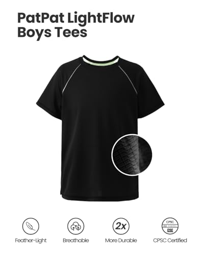 PATPAT Boys 2-Piece Athletic Set, Ultra Lightweight Quick-Dry T-Shirt & Shorts with Air-Grid Tech, Moisture-Wicking Sports Uniform for Kids Youth, Vapor Gray, US10/M2