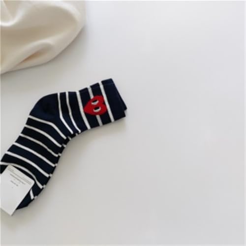 5 Pair Socks Female Black and White Stripes Polka Dot Solid Color Love in The Cylinder Leisure Sports2