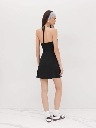 CIDER Womens Halter Dress Sleeveless Tie Back Backless Going Out A Line Casual Club MIni Dresses3