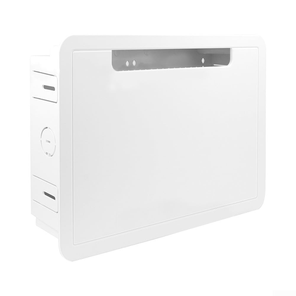 Einbau-TV-Media-Box, 22,9 cm, Medien-Gehäuse, Elektrobox, Kabelmanagement-Box, Doppelzweck-Wandgehäuse für TV-Gerätespeicherung und Medienverteilung, Medienbox, Weiß