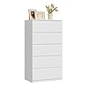 WOLTU Commode, 5 Tiroirs, Chiffonier, Meuble de Rangement Blanc, pour Salon, Chambre à Coucher, Entrée, 60x3 x110 cm, en Bois d'Ingénierie