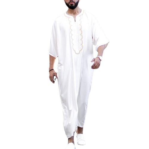 Robe musulmane homme caftan thobe en lin style dubaï ample