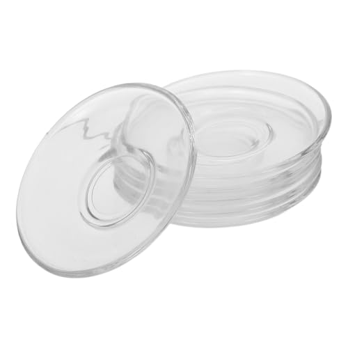 ULTECHNOVO Soucoupe En Verre Transparent 9 Cm Lot De 6 Sous-Tasses Décoratives Pour Tasses À Thé Café Et Petites Assiettes Dessert Protection Table Élégante