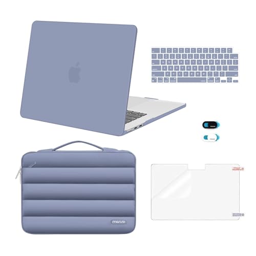 Image of MOSISO Compatible with MacBook Air 15 inch Case M5 2026 M4 M3 M2 2025-2023 | A3448 A3241 A3114 A2941, Protective Hard Shell Case&Puffy Sleeve Bag&Keyboard Skin&Webcam Cover&Screen Film, Lavender Gray