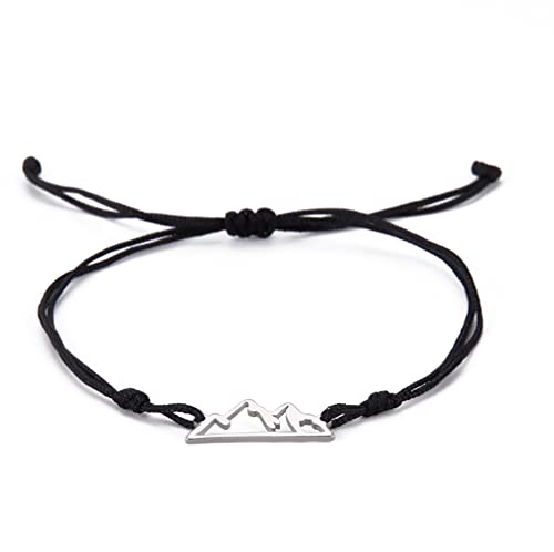 unift Mountain Range Bracciale Doppia Corda per le Donne Uomini in Acciaio Inox Hollow Out Stile Mountain Range Doppio Strato Bracciale Fatto a Mano Amanti Della Natura Gioielli Regalo (argento)