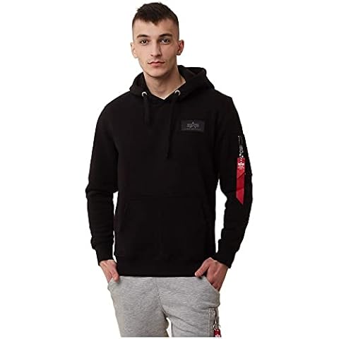 ALPHA INDUSTRIES Men's Back Print Hoody Rainbow Refl.Print Sports, Black, L Cover