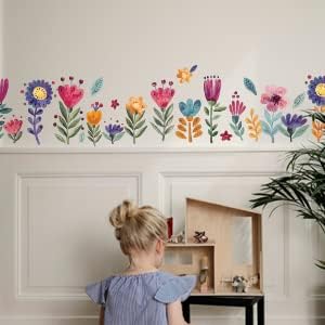 DesignStickers Flowers Wall Decals for Girls Bedroom - Children DIY Wall Art Stickers for Classroom, Nursery, playroom - Preschool Floral Peel and Stick Decor