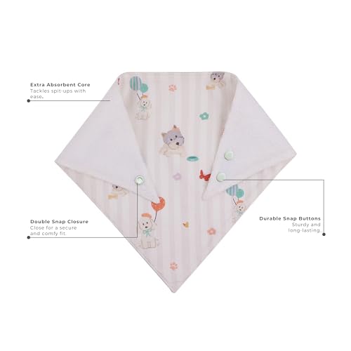 Image of abracadabra Cotton Jersey Drool Bibs (Set of 3) - Soft, Super Absorbent & Lightweight With Adjustable Snaps - Puppy Love