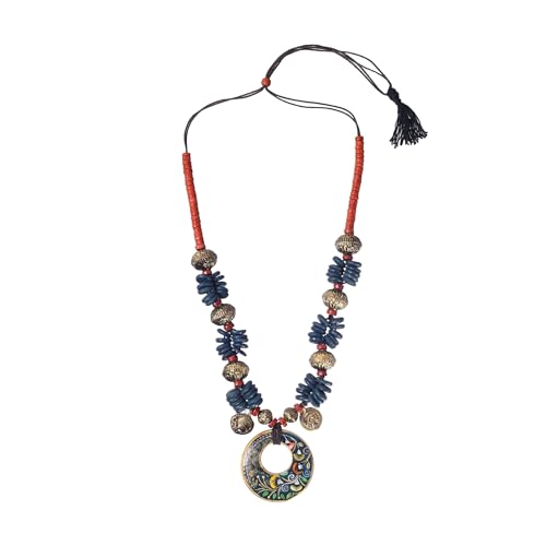 Image of AAKRITI ART CREATIONS Handcrafted Tribal & Boho Ethnic Necklace Collection | Floral, Mandala, Tassel & Dhokra Pendant Designs | Artisan Brass, Wood & Statement Jewelry for Women