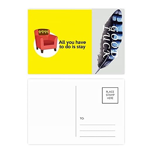 Engelska klassiska känslomässiga texter 'Stay Lucky Feather vykortsset tackkort postsida 20 st