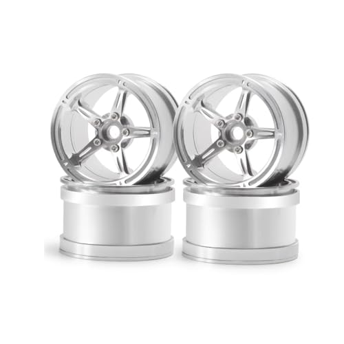 RCビードロックホイール For Axial For Wraith 90048 For TRX-4 For TRX-6 1/10 用 シルバーブラックメタルビードロック 2.2インチホイールリム RCカーアクセサリー(Silver,4PCS)