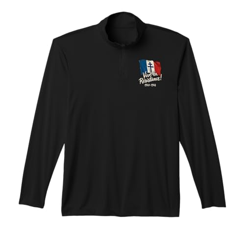 Vive la Résistance! Free France 1940-1944 White Lettering Performance Quarter-Zip