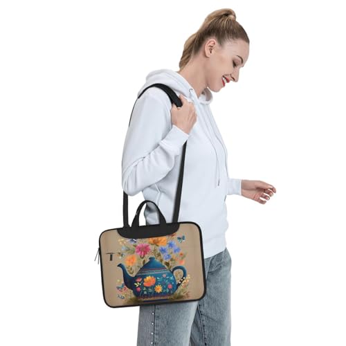 Bolso para portátil azul floral 13 pulgadas impermeable miniatura 7