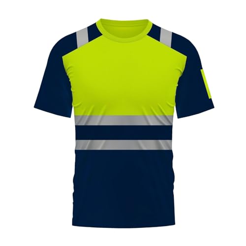 Générique T-Shirt Haute visibilité à Manches Courtes pour Homme - Séchage Rapide - T-Shirt de Travail réfléchissant - pour Le Travail