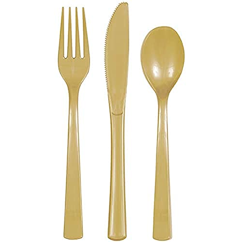 Elegant Gold Solid Assorted Plastic Cutlery - 18ct - Stylish Disposable Silverware for Weddings, Parties & Events