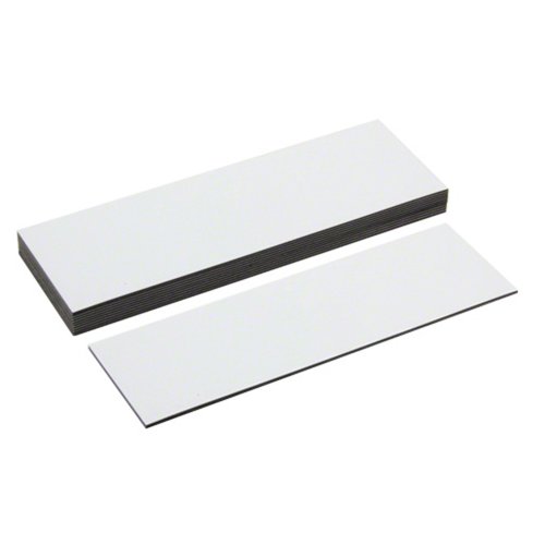 Magnet Expert, Etichette Magnetiche Flessibili con Superficie Cancellabile a Secco Lucida, Metallo, 120 x 40 x 0,76 mm, Bianco/Argento, Pacco da 10