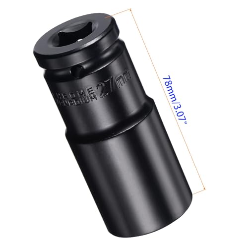 MACHSWON 2Pcs 1/2 Inch Drive - 27mm Deep Impact Socket with 6 Point Design, Heat-Treated Cr-V Steel 78mm Length, Metric Sizes - Image 2