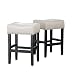 Christopher Knight Home Chantal Backless Ivory Leather Counter Stools wChrome Nailheads, 18.00''W x 15.50" D x 26.00" H