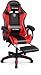 SKY-TOUCH High Back Gaming Chair, Adjustable Height Ergonomic Chair with Armrest, Head, Lumbar Support Pillow, Footrest, PU Leather, Reclining PC Gaming Chair, 440 LBS, Red - 60x60x114cm