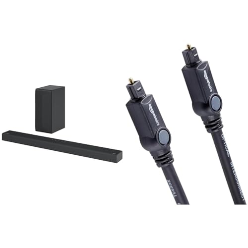 LG S65Q - Barra de Sonido Inteligente, 420W, 3.1 Canales, Sonido Envolvente DTS Virtual:X & Amazon Basics - Cable óptico de Audio Digital Toslink, 1.8 m/ 6 ft, Negro