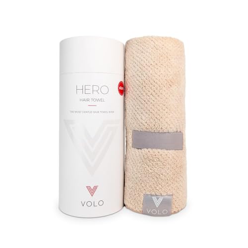 VOLO Hero Hair Towel Tube - Super Absorbent Quick Dry Large Wrap - Latte