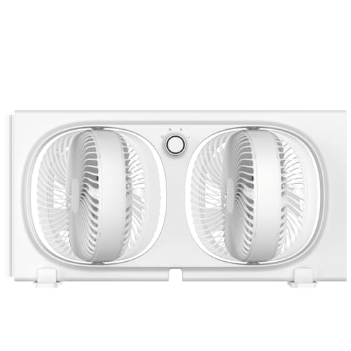 shinic 3-Speeds Window Fan with 180°+90° Rotatable Fans, Manual Reversible, Vertical Window Fan...