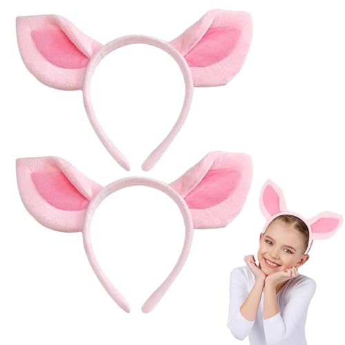 dinghaole 2 Pièces Têtes Oreilles De Cochon Roses, Bandeau Oreilles de Cochon, Pour la Fête D'Halloween des Enfants, la Journée Mondiale du Livre, Les...