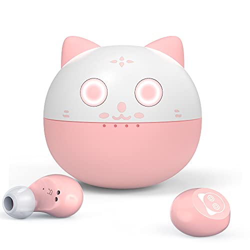 AMAFACE Pink Bluetooth Earbuds,Cute Cat Wireless Headphones...