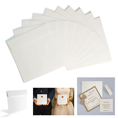 Sobres cuadrados de lujo, 25 unidades, 16 x 16 cm, 120 g/m², color marfil, blanco crema, sobres de invitación para boda, bautizo, invitación de carta, cierre con tira adhesiva