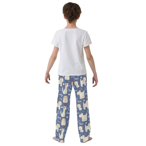 Poodle Love Bones Boys Long Pants Soft Trousers Elastic Waist Kids Lounge Bottoms with Pockets S-XL3