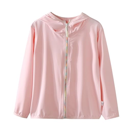 Kids Girl Hooded Long Sleeve Rash Guard Swim Shirt Teens UPF 50+ Fishing Shirt Lightweight Sun (Pink, 12-18 Months)