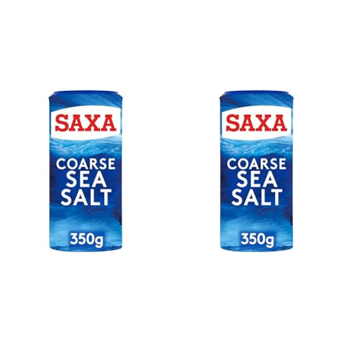 Saxa Sea Salt Coarse for Cooking & Grinding, 350 g Drum (Pack of 2)