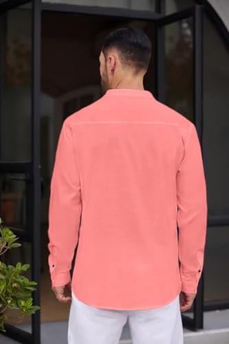 Image of Macsivo Men's Stylish Mandarin Collar Kurta | Casual Ethnic Fusion Shirt for Daily, Party & Travel | Full Sleeves | Cotton Blend Comfort Fit Short Kurta