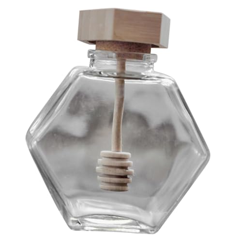 Alipis Honey Jar with Lid and Dipper Glass Honey Dispenser with Sealed Design for Honey and Jam Storage Stylish Kitchen Accessory