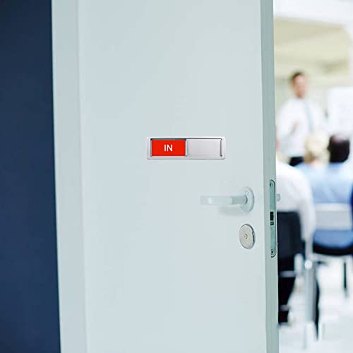 Image of In or Out Sign,In Out Slider Door Indicator Tells Whether In or Out, 7'' x 2'' - Silver