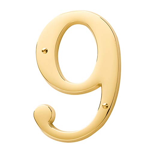 Baldwin Estate 90679.003.CD Solid Brass Traditional House Number Nine in Polished Brass, 4.75