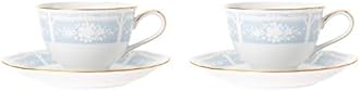 Noritake ノリタケ カップ & ソーサー ( ペアセット ) ( コーヒー ティー 兼用) 220cc レースウッドゴールド 2客 ブルー ファインポーセレン Y6578A/1507