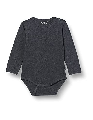 MINYMO Body Long Sleve Solid Bodysuit, Greymelange, 50 Unisex Baby
