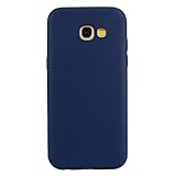 cuzz Funda para Samsung Galaxy A5 2017+{Protector de Pantalla de Vidrio Templado} Carcasa Silicona Suave Gel Rasguño y Resistente Teléfono Móvil Cover-Azul Oscuro