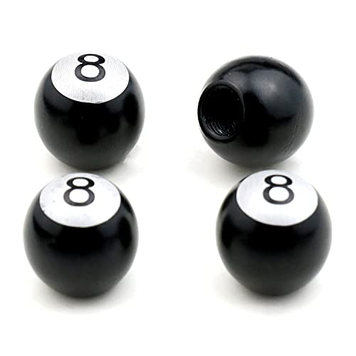 Image of Valve Caps Aluminum 8 Ball Cars Tires Valve Stem Caps Cover Dustproof Universal for Most of Cars SUV Bike Trucks Motorcycles 4 Pcs /Set (Black)