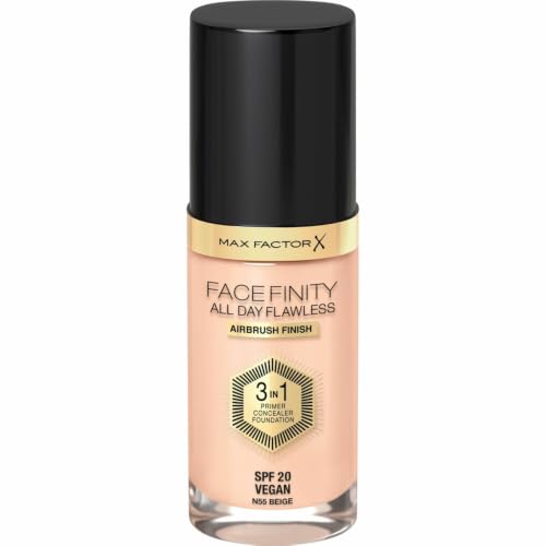 Max Factor Facefinity 3-in-1 All Day Flawless Liquid Foundation, SPF 20-55 Beige (Packaging May Vary)
