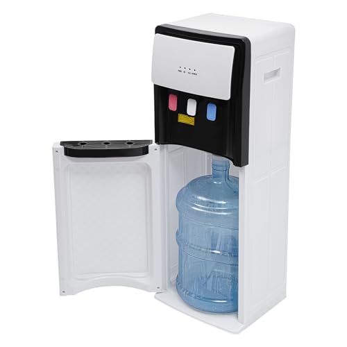 Water Cooler Dispenser, Bottom Loading Water Cooler Dispenser, Hot & Cold Standing Water Dispenser, Hot and Cold Water Dispenser, Detachable Water Collection Box, Overload Protection (White)