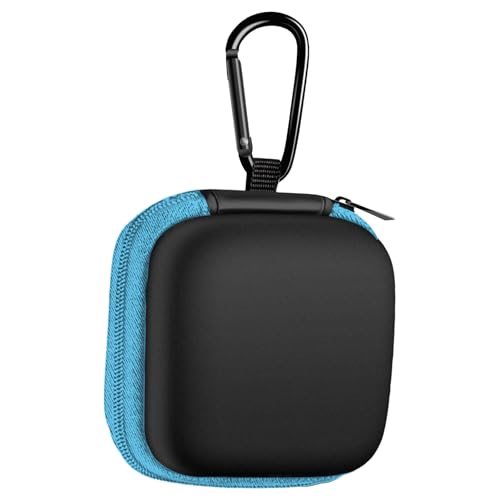 Image of Square Earbud Case Portable EVA Carrying Case Storage Bag Cell Phone Accessories Organizer with Carabiner for Earphone, Earbud, Earpieces, SD Memory Card, Camera Chips, Tech Pouch, Blue1