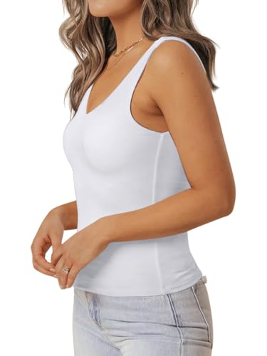 PINKMSTYLE Womens Basic V Neck Tank Tops Double Lined Fitted Summer Tops Cute Sleeveless Shirts3