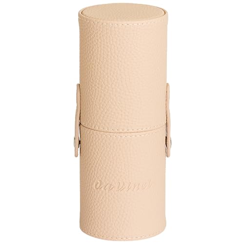 da Vinci, Pinselbox, Reiseetui für Pinsel & Schminkutensilien, creme, 2 Cups mit Druckknöpfen, sicherer Transport, stilvolles Design, Geschenkidee, Handmade in Germany