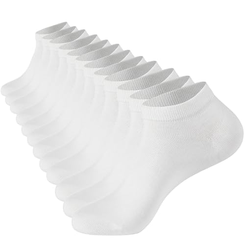 Losa Kute Mens Ankle Socks for Men Men’s Black no show Sock white Size 9-12 10-13 Cotton work breathable athletic Soft hiking running quarter low cut short Socks X301-White-M