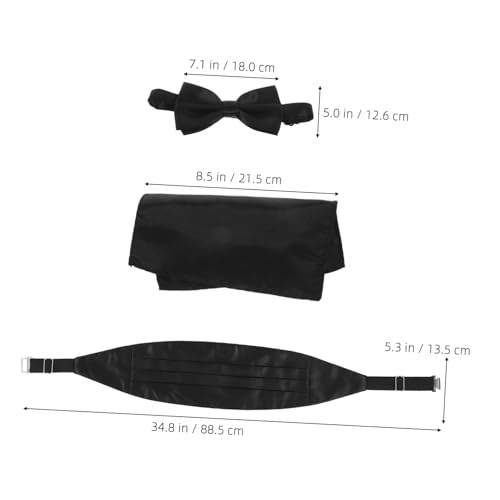 Set para hombre de fajín y moño elegante negro en satén miniatura 6