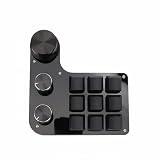 Moyeetings Gaming Keyboard with Keys USB-C Wired Connection Volume Knobs Backlit Light Suitable for Media Management Office Work Gaming, Blue Switch