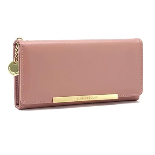 Wallet Women Large Capacity Clutch Purse For Ladies Card Holder Zipper Coin Travel Pocket 2-fold Hasp Clutch For Women(Pink)