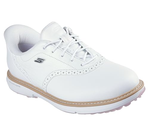 Skechers Golf Women's Prestige Spikeless Slip-in Arch Fit Golf Shoe Sneaker, White/Pink, 7.5